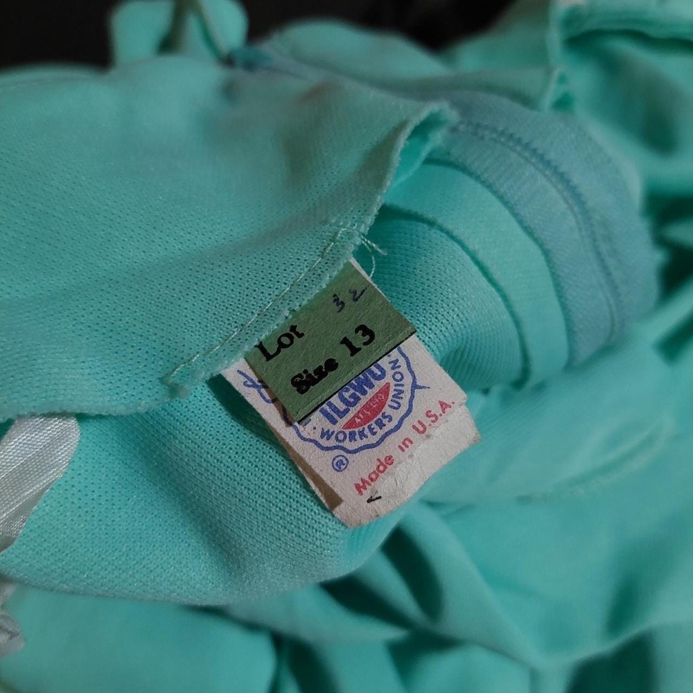 Vintage 70s Seafoam Green Maxi Dress Sleeveless Empire Waist Union Made NWT 13 - Picture 3 of 8